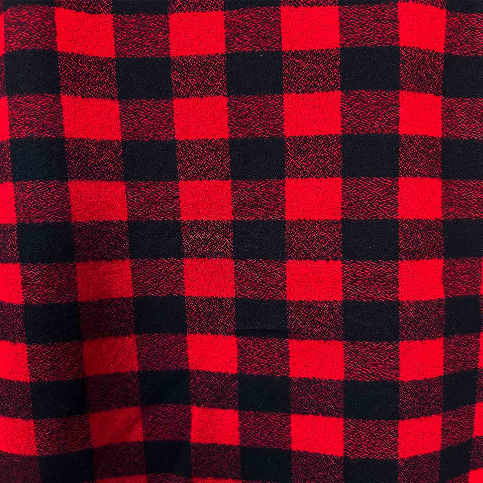 Men's Plush Flannel Red & Black Buffalo Check Western Shirt
