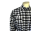 Men's Plush Flannel White & Black Buffalo Check Western Shirt
