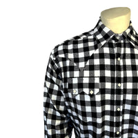 Men's Plush Flannel White & Black Buffalo Check Western Shirt