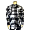 Men's Plush Flannel White & Black Buffalo Check Western Shirt