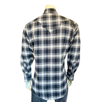 Men's Plush Flannel Black & White Plaid Western Shirt
