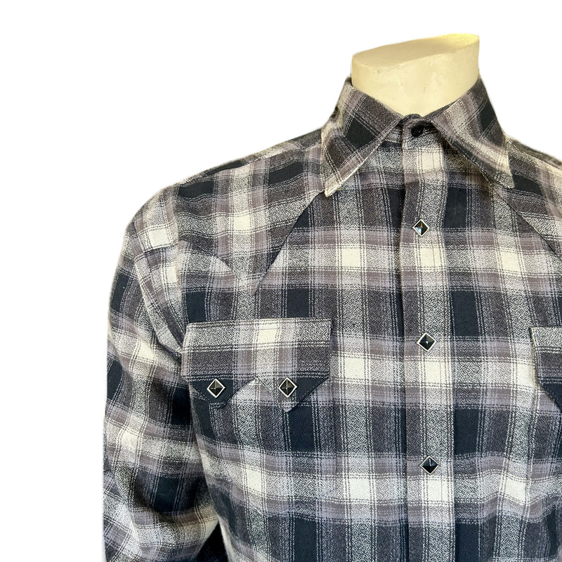 Rockmount Men's Plush Flannel Plaid Sage Green Western Shirt
