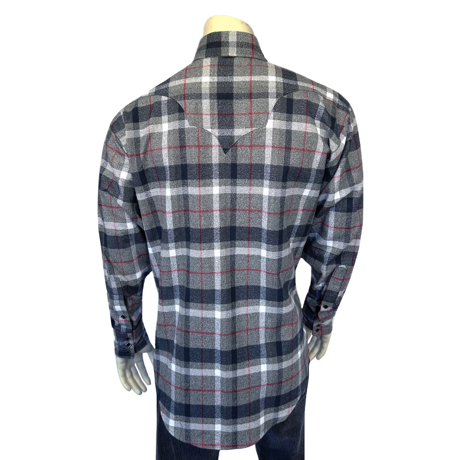 Men's Plush Flannel Black & Grey Plaid Western Shirt