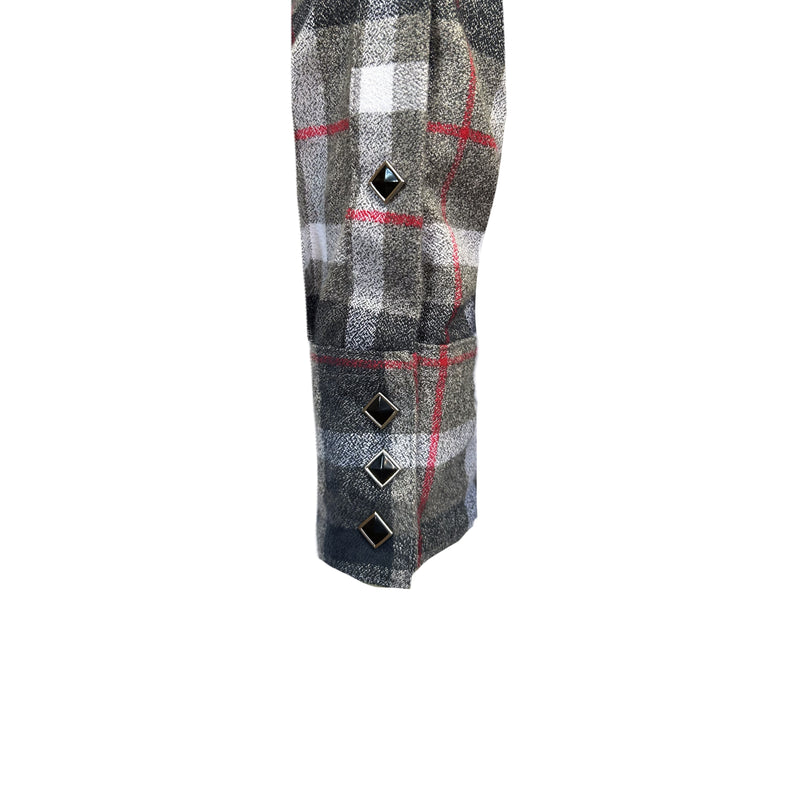 Men's Plush Flannel Black & Grey Plaid Western Shirt