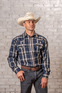 Men's Plush Flannel Brown & Black Plaid Western Shirt