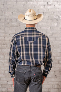 Men's Plush Flannel Brown & Black Plaid Western Shirt