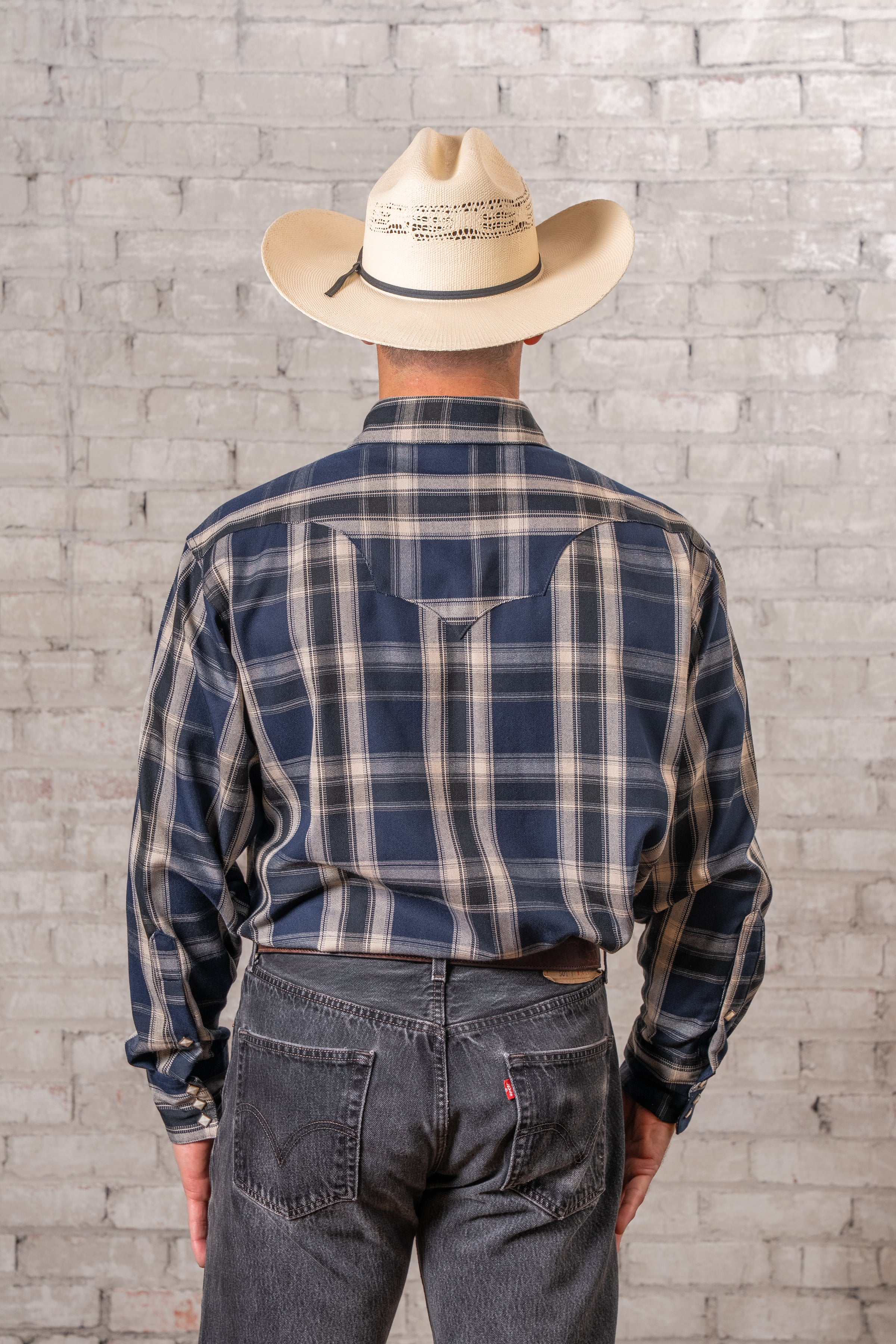 Men's Plush Flannel Brown & Black Plaid Western Shirt