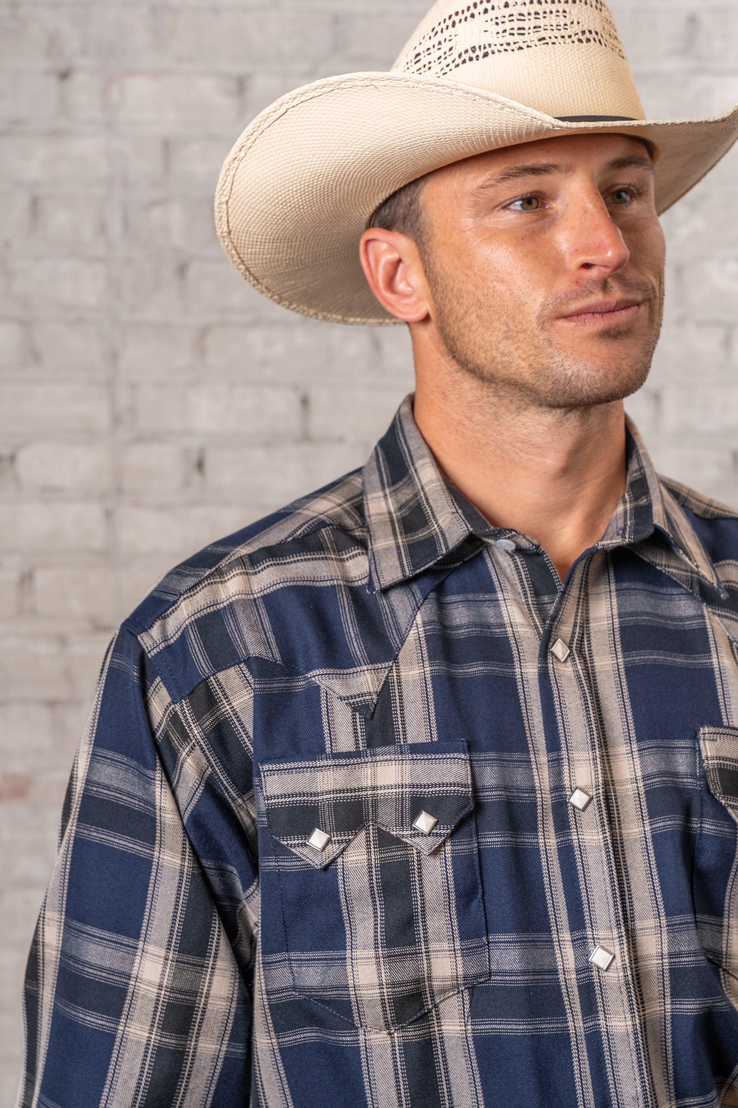 Men's Plush Flannel Brown & Black Plaid Western Shirt