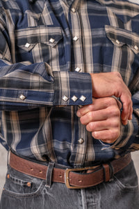 Men's Plush Flannel Brown & Black Plaid Western Shirt