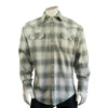Men's Plush Flannel Green & Beige Plaid Western Shirt
