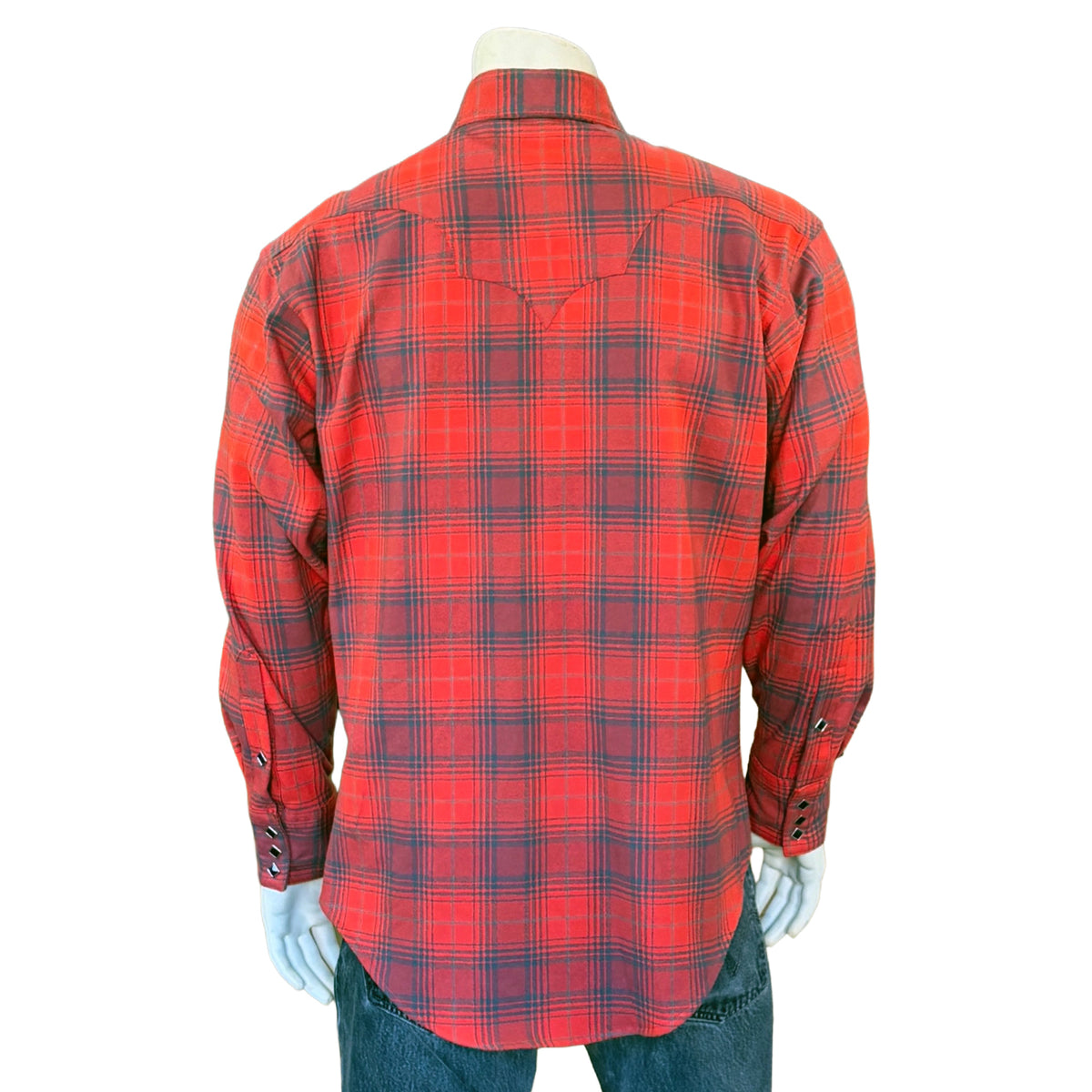 Men's Plush Flannel Red & Grey Plaid Western Shirt