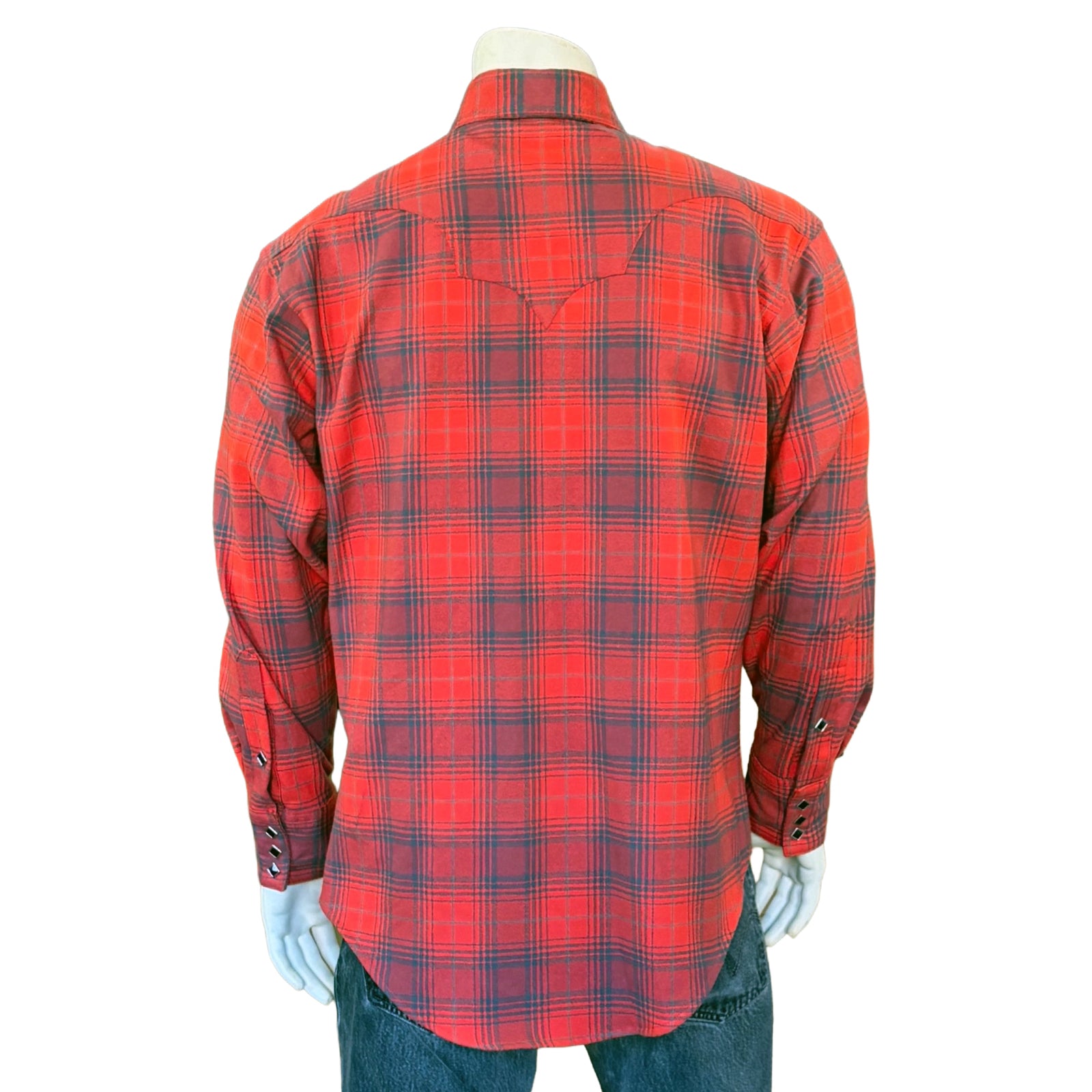 Men's Plush Flannel Red & Grey Plaid Western Shirt