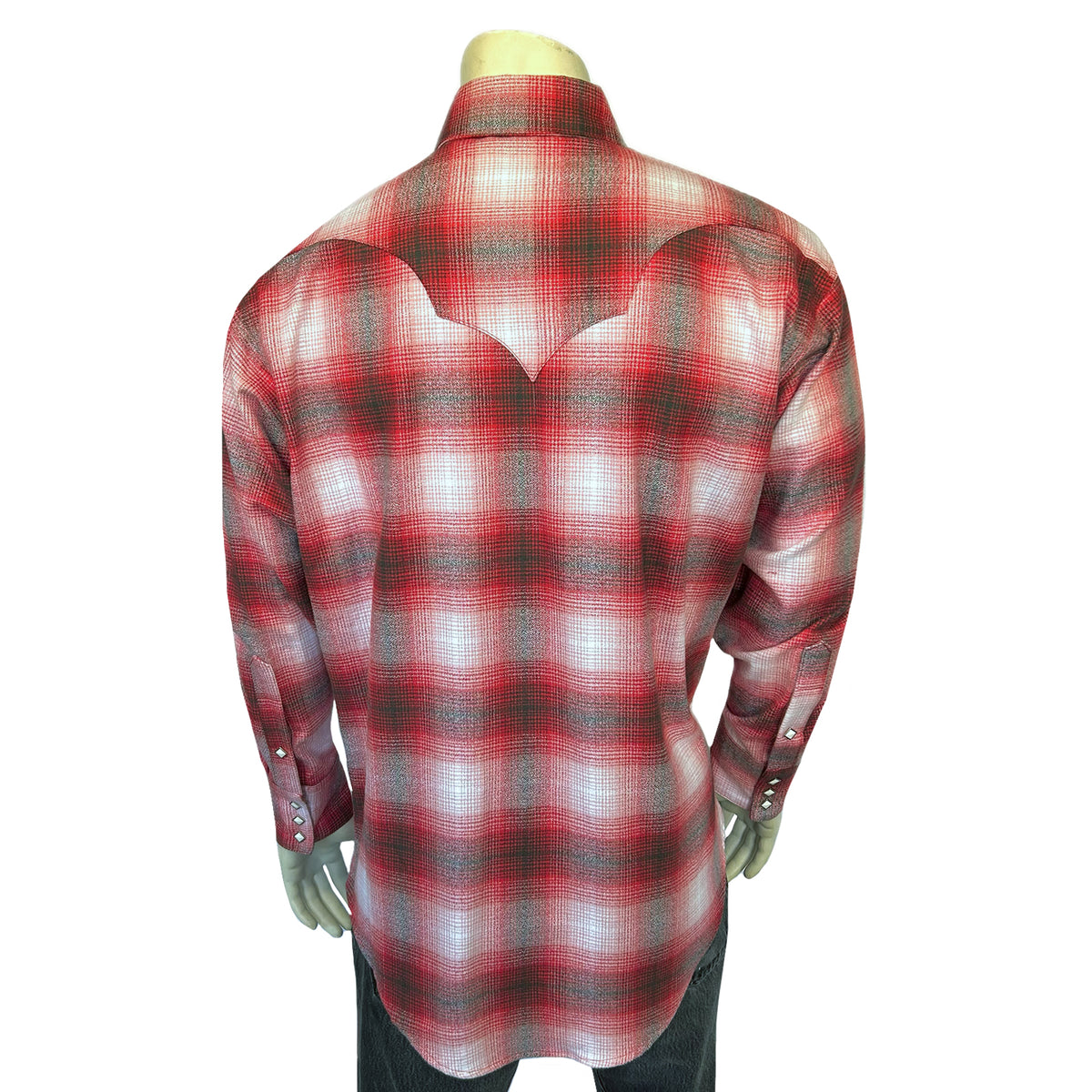 Men's Plush Flannel Red & Grey Plaid Western Shirt