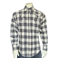 Men's Plush Flannel Sage & Grey Plaid Western Shirt