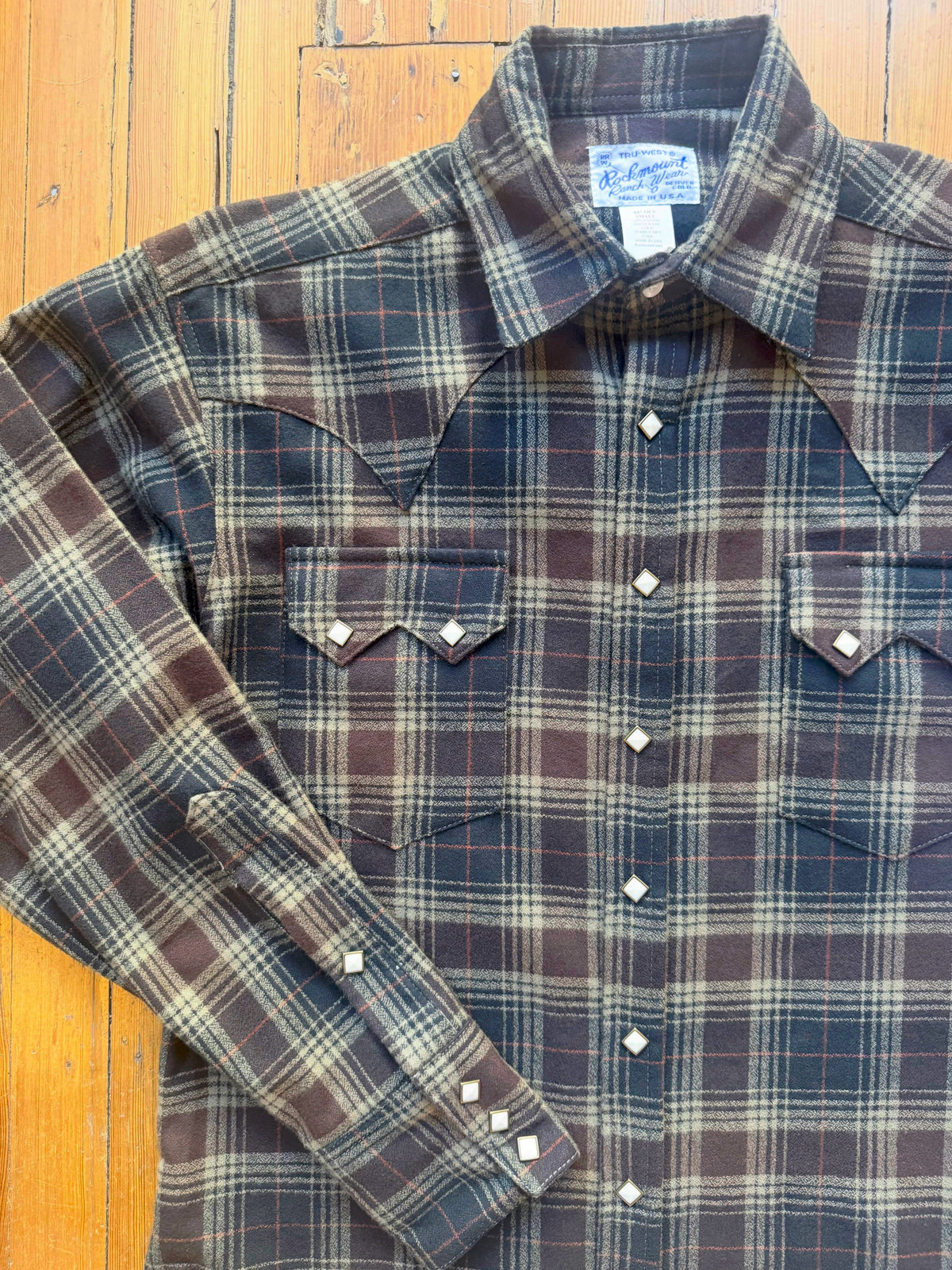Men's Plush Flannel Olive & Grey Plaid Western Shirt