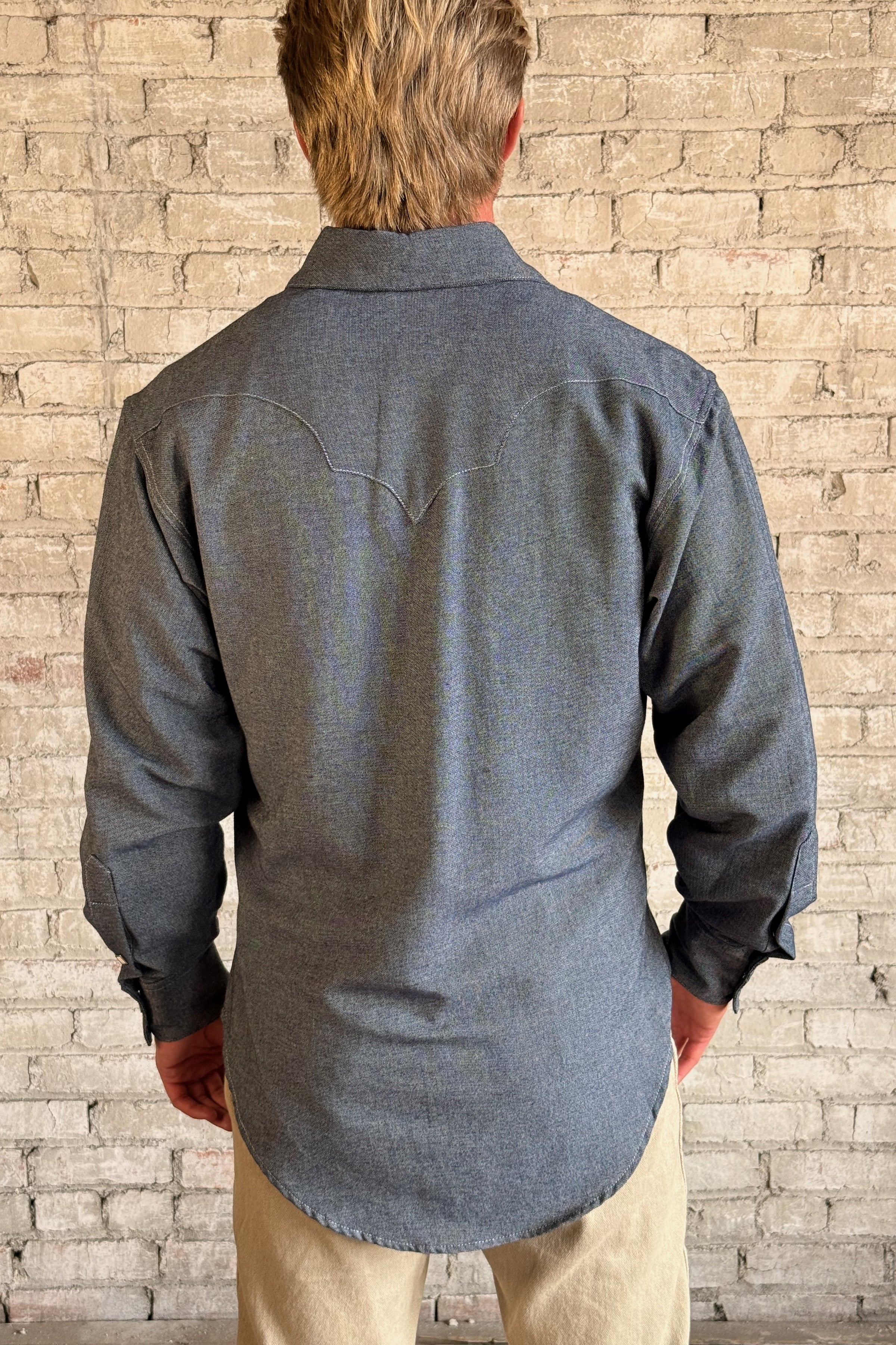 Men's Classic Indigo Cotton Western Dress Shirt