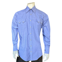 Men's Classic Indigo Cotton Blend Western Dress Shirt