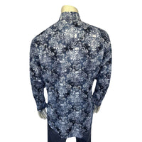 Men's Charcoal Skulls & Moths Print Western Shirt