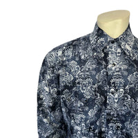 Men's Charcoal Skulls & Moths Print Western Shirt