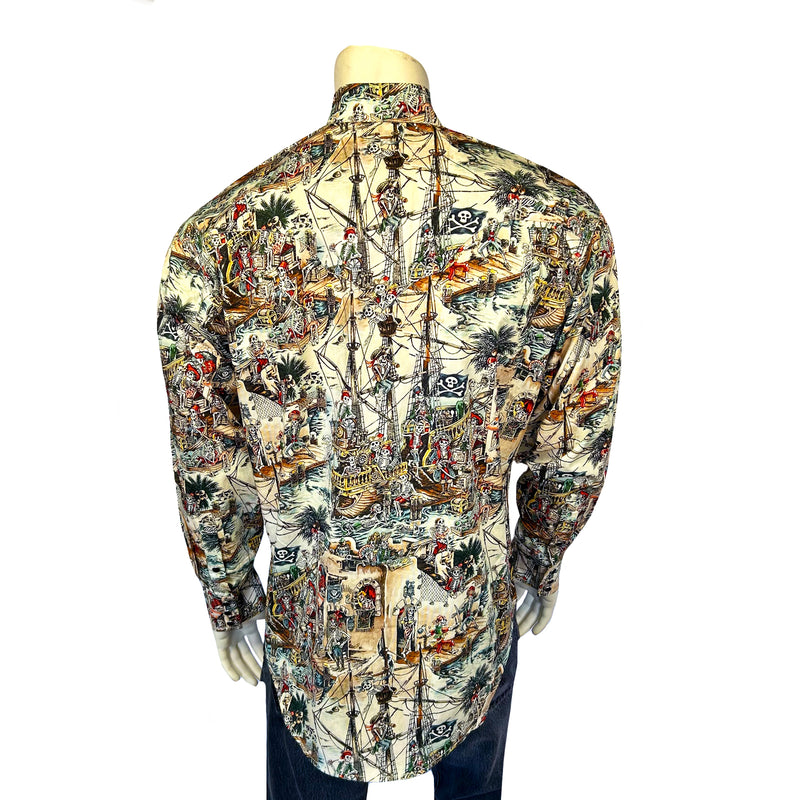 Men's Dead Pirates Print Western Shirt