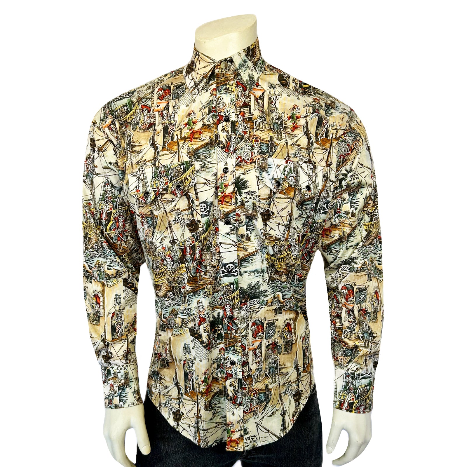 Men's Dead Pirates Print Western Shirt