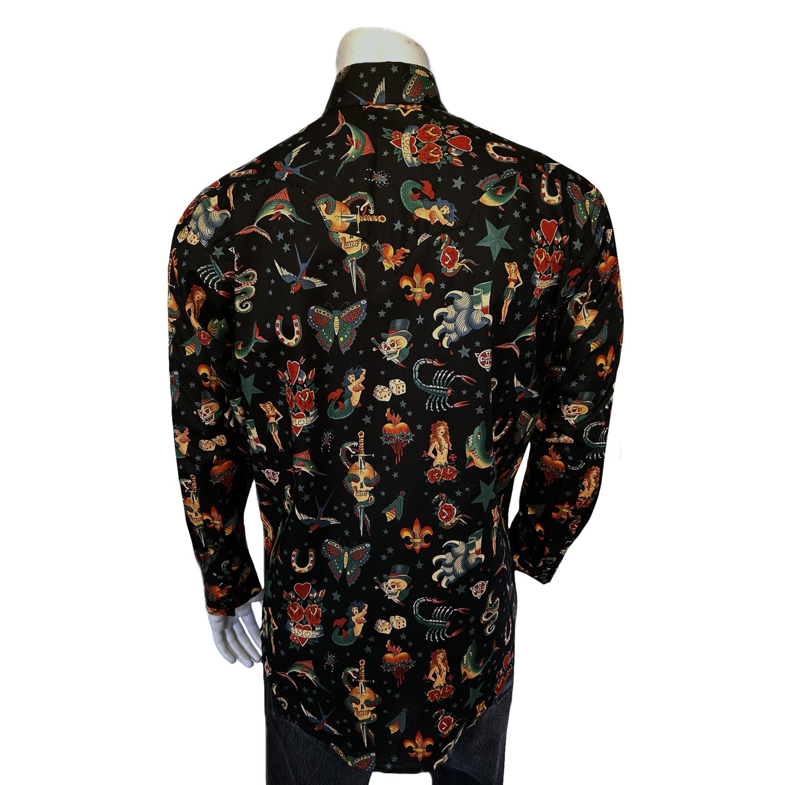 Men's Vintage Burning Love Print Western Shirt