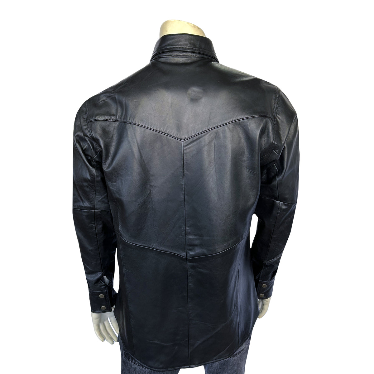 Men's Charcoal Calf Skin Leather Western Shirt