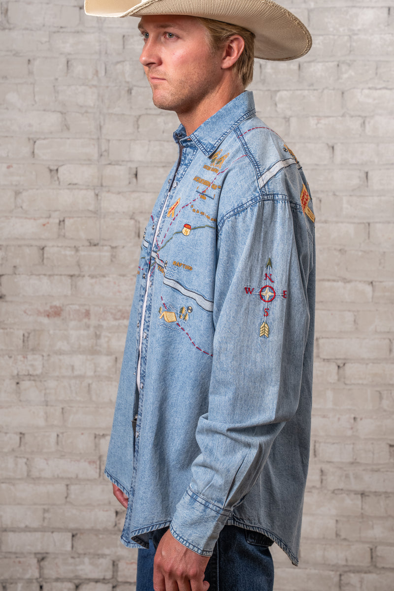 map dress shirt The Chesapeake Bay Navigator Coconut Button Camp Shirt  Top Deck Gear