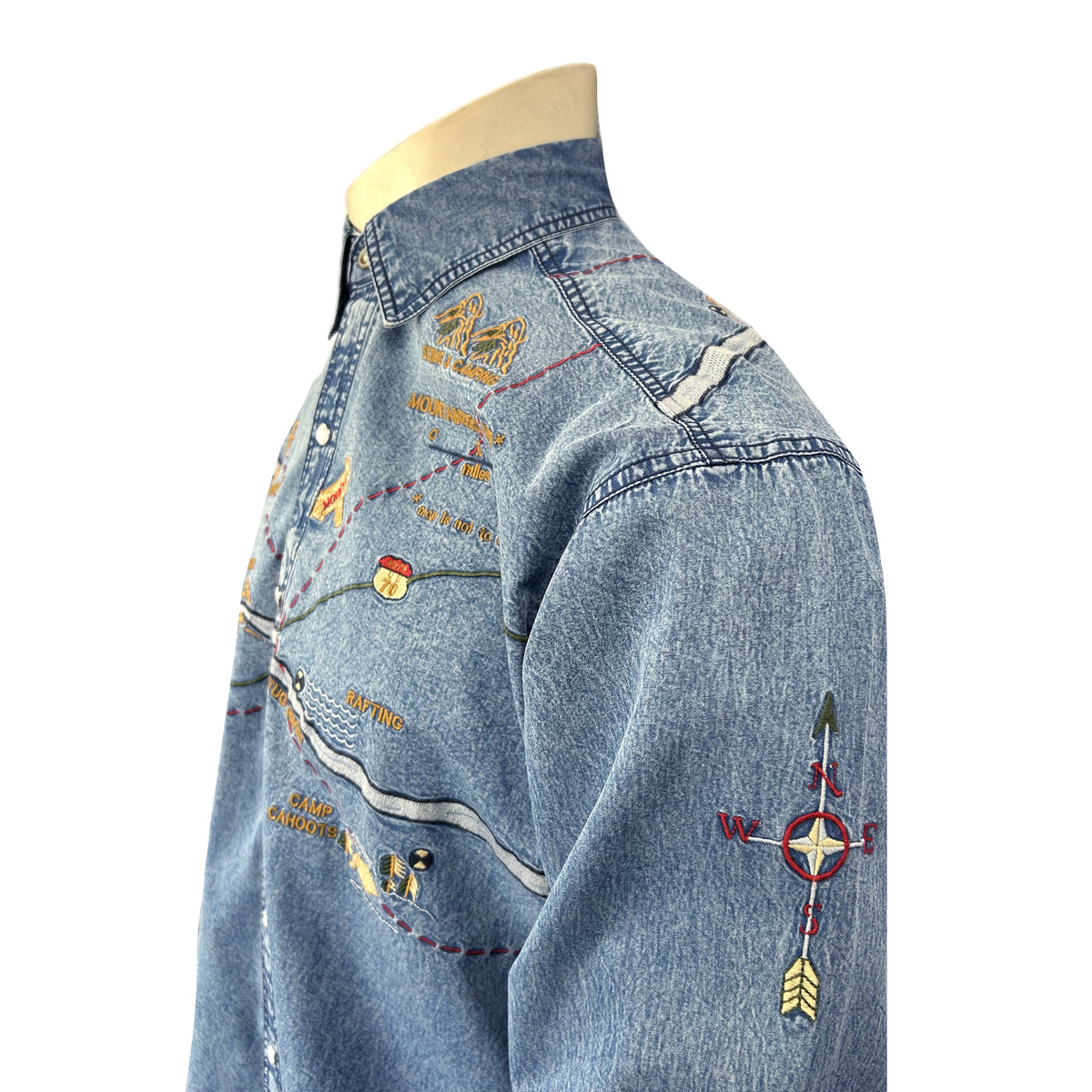 Map Denim Men's Denim Embroidered Map Western Shirt – Rockmount
