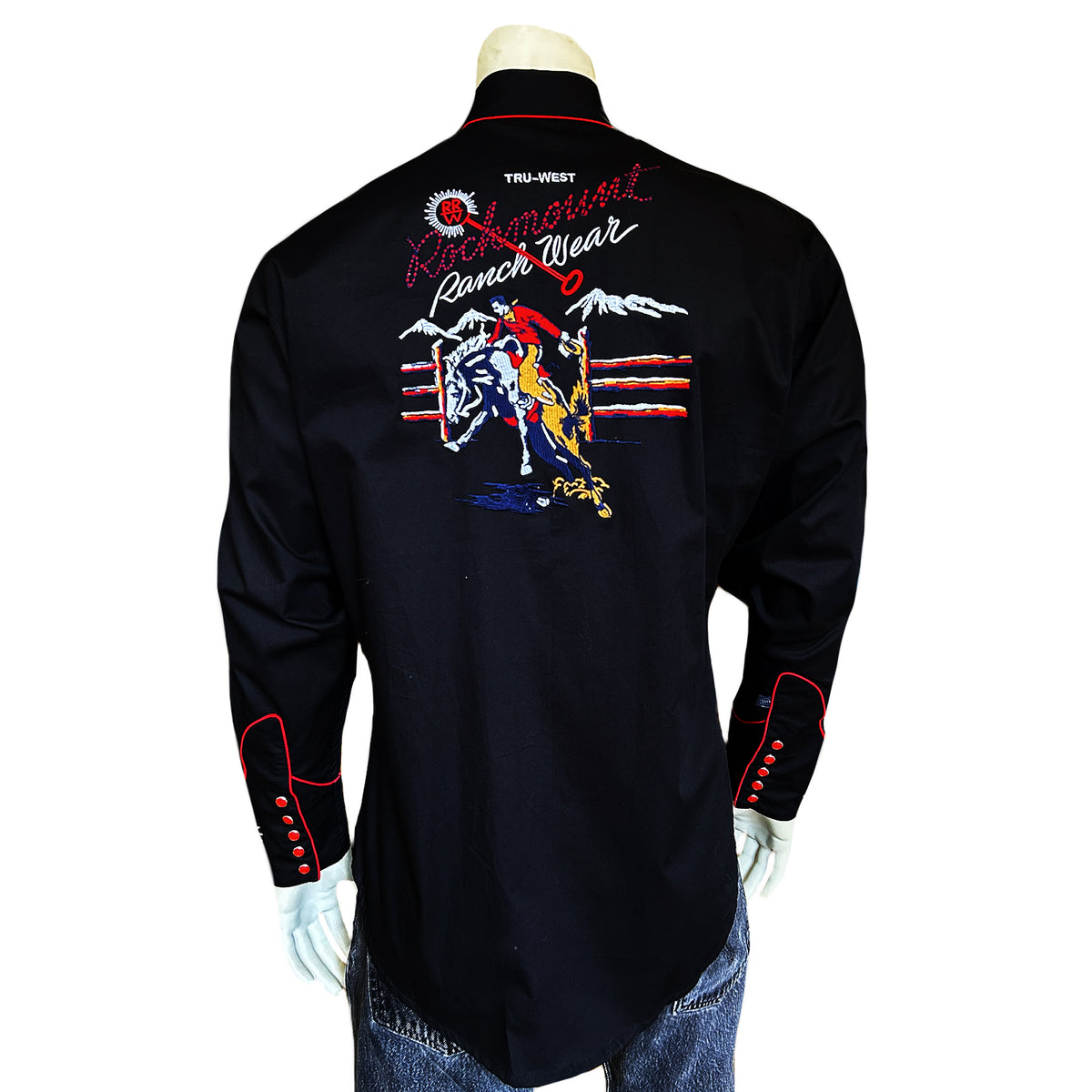 Men’s Rockmount Vintage Black Bronc Embroidered Western Shirt