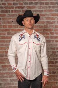 Men’s Rockmount Vintage Ivory Bronc Embroidered Western Shirt