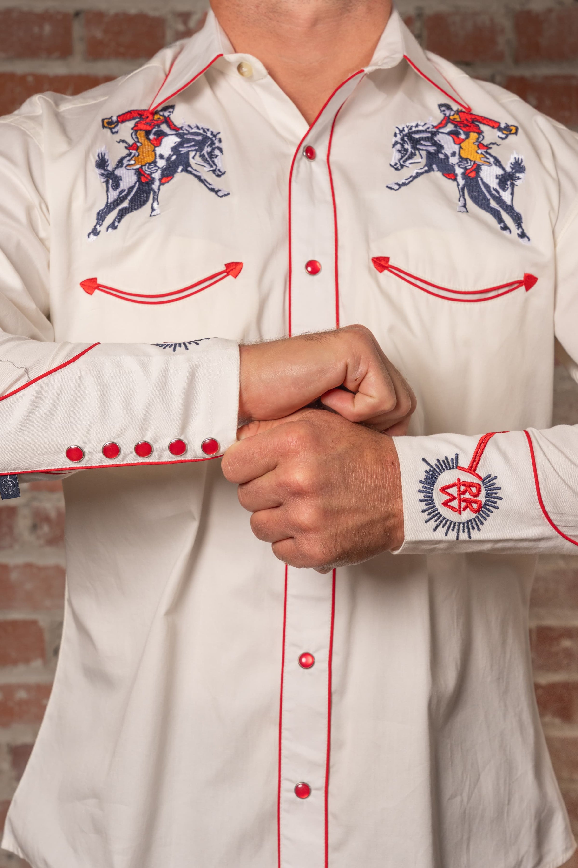 Men’s Rockmount Vintage Ivory Bronc Embroidered Western Shirt