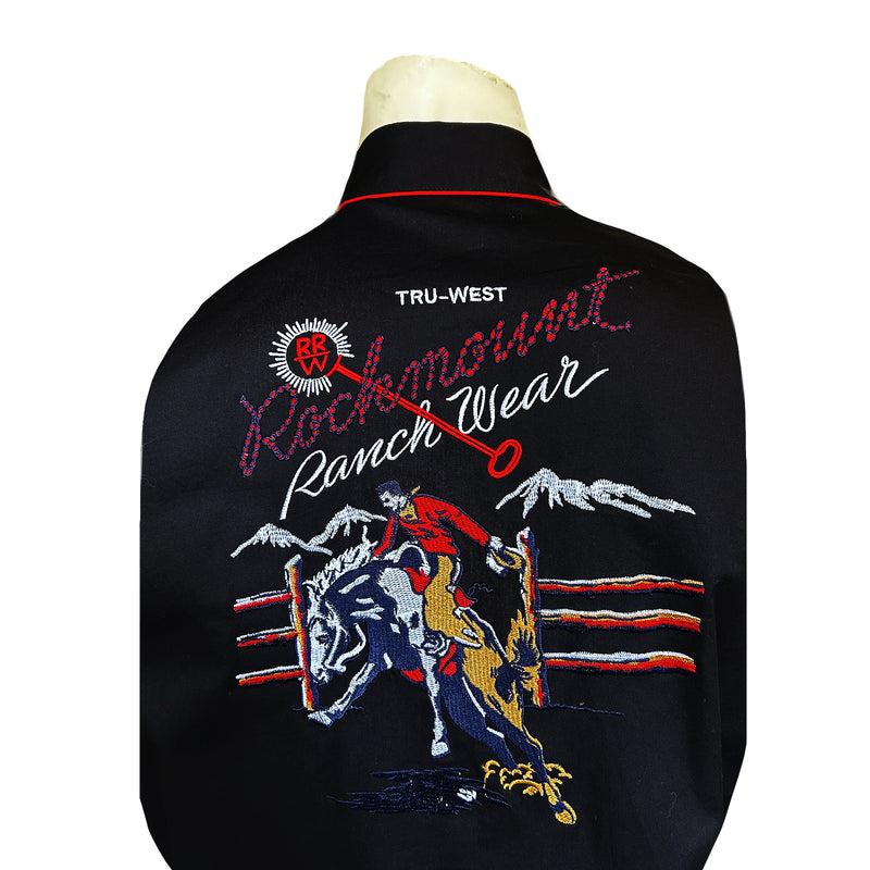 Men’s Rockmount Vintage Black Bronc Embroidered Western Shirt