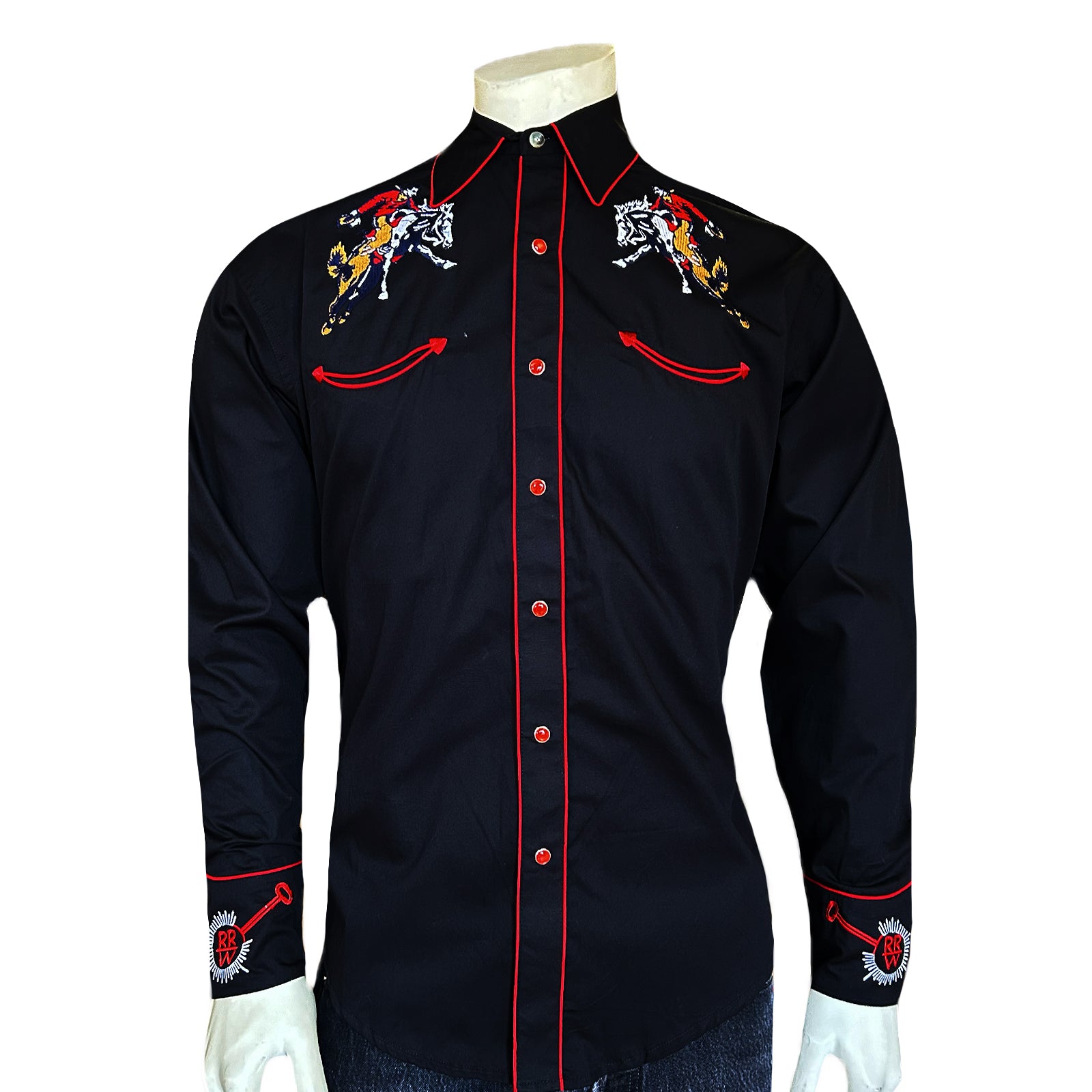 Men’s Rockmount Vintage Black Bronc Embroidered Western Shirt