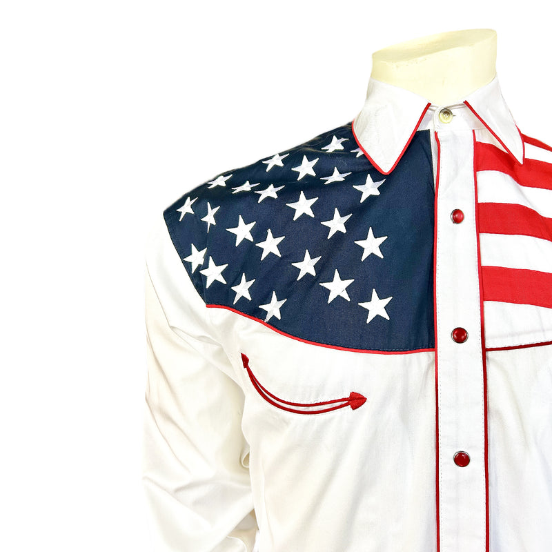 Men's American Flag Embroidered Western Shirt