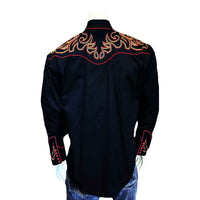 Men's Black Boot Top Embroidered Western Shirt