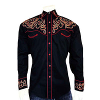 Men's Black Boot Top Embroidered Western Shirt