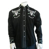 Men’s Vintage Black Steer Skull & Arrow Chain Stitch Embroidery Western Shirt