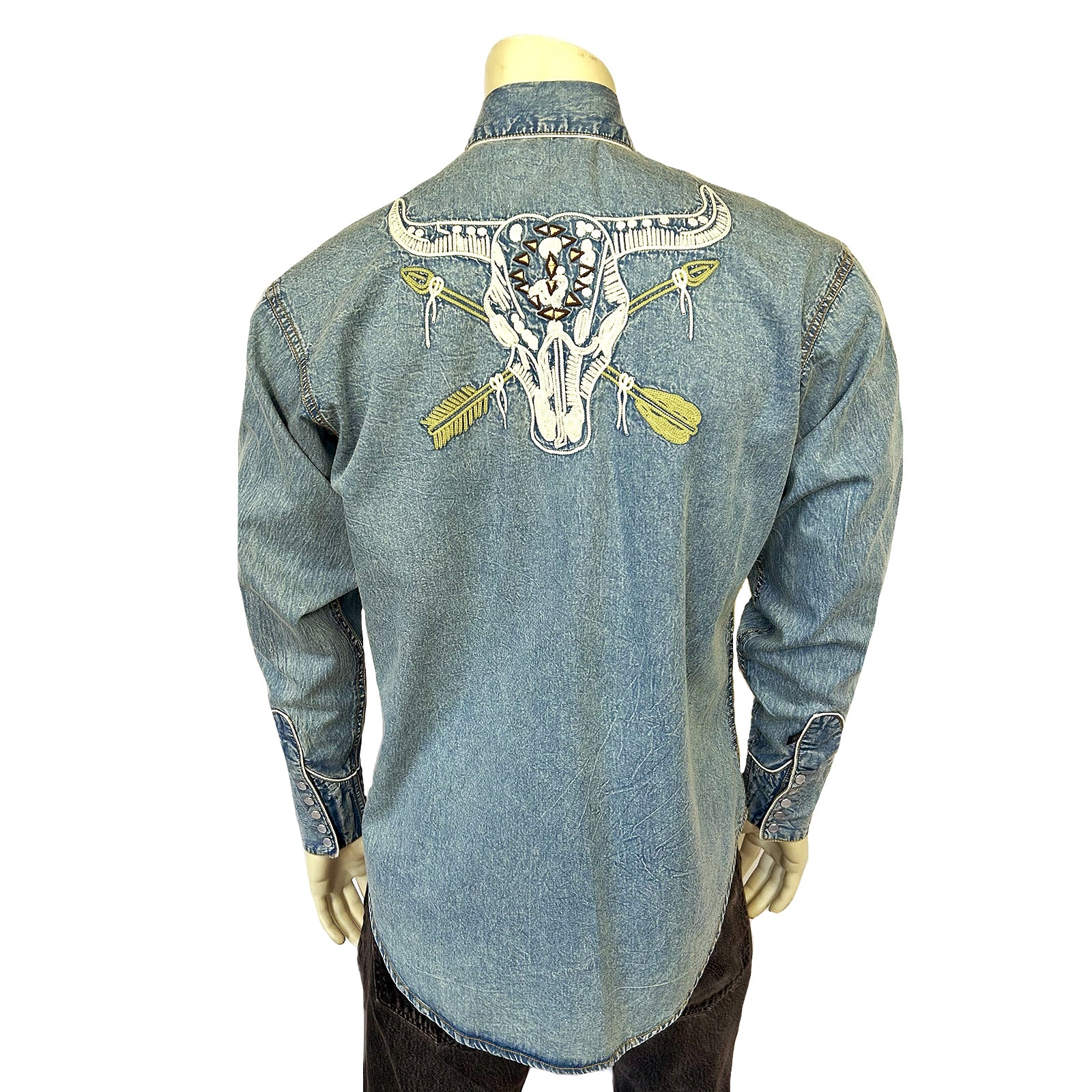 Embroidered denim shirt mens hotsell