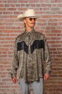 Men's Rock Star Leopard Fringe Western Shirt