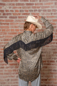 Men's Rock Star Leopard Fringe Western Shirt