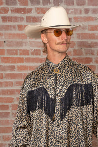 Men's Rock Star Leopard Fringe Western Shirt