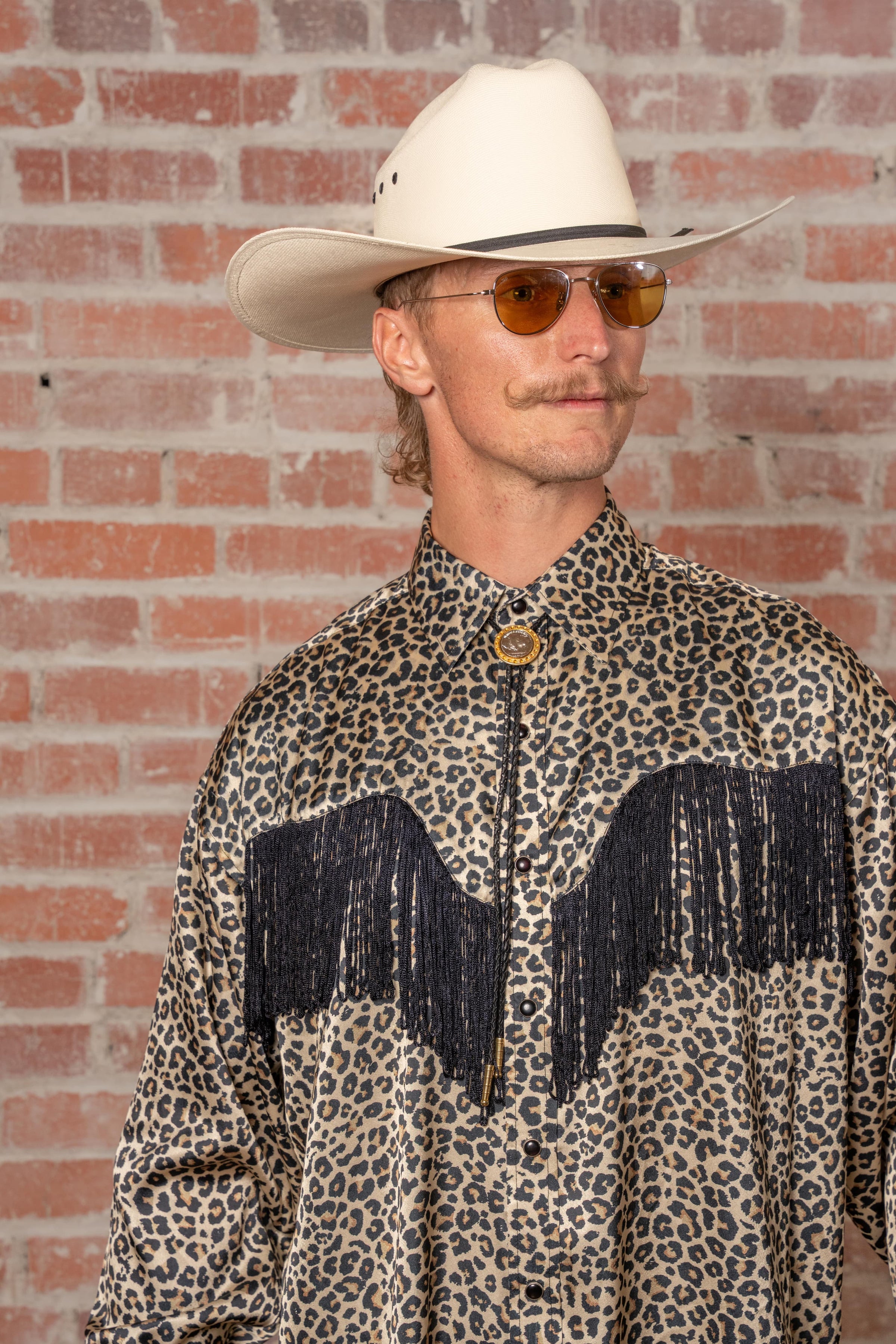 Men's Rock Star Leopard Fringe Western Shirt