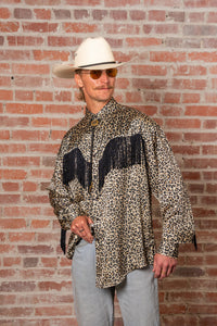 Men's Rock Star Leopard Fringe Western Shirt