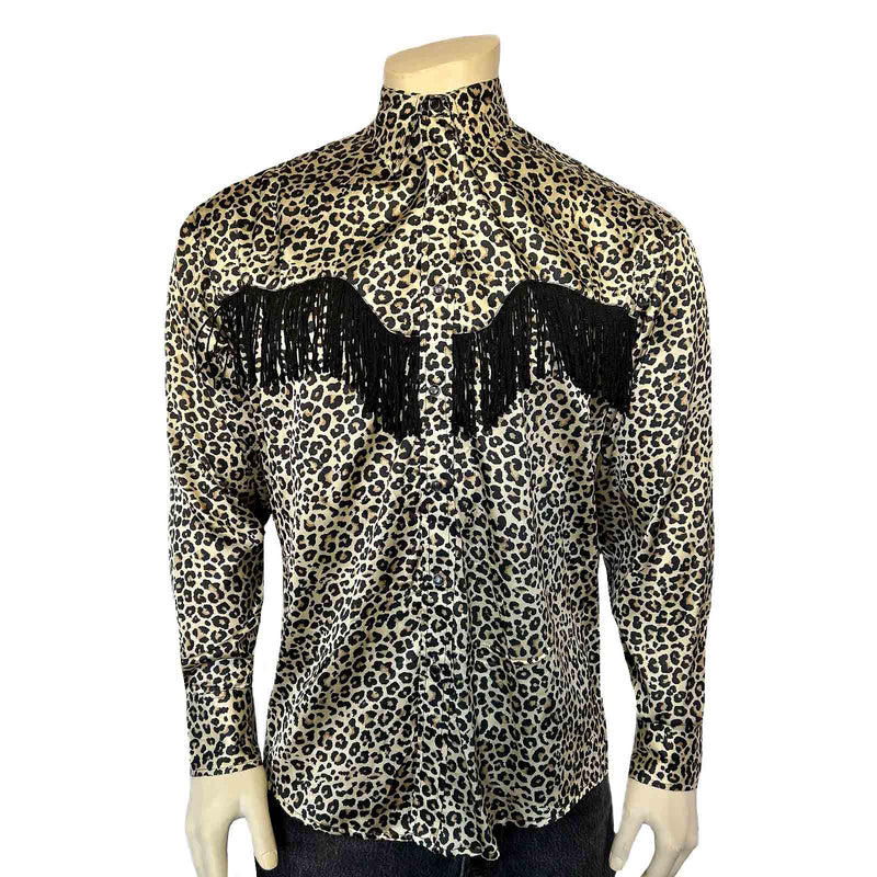 Men's Rock Star Leopard Fringe Western Shirt