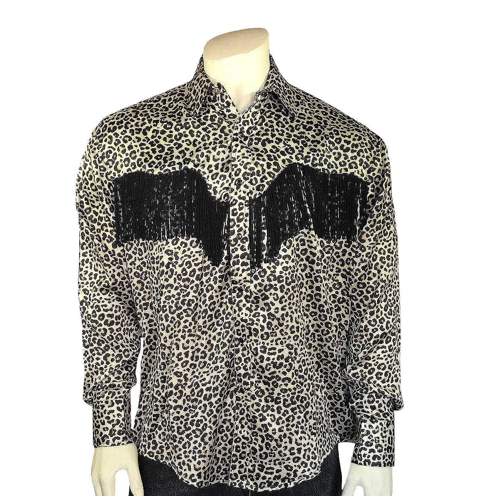 Men's Rock Star Leopard Fringe Western Shirt