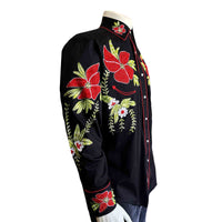 Men's Hawaiian Hibiscus Cotton Gabardine Western Shirt