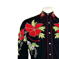 Men's Hawaiian Hibiscus Cotton Gabardine Western Shirt