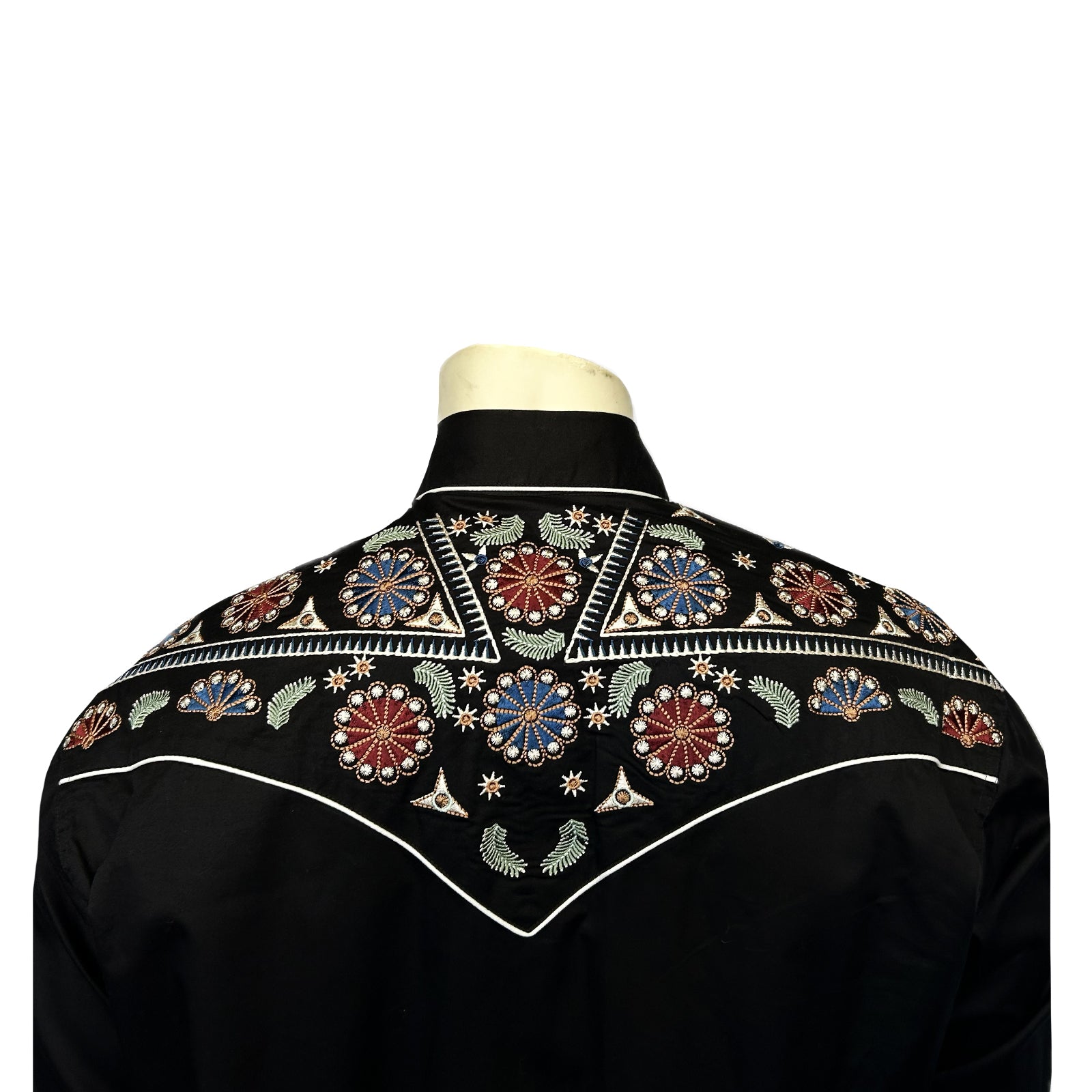 冬ギフト セ Men's Rockmount Vintage Embroidery Stars & Floral Black トップス