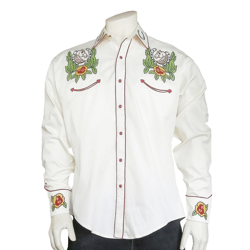 Rockmount Men's Vintage Horsehead & Floral Embroidered Western Shirt in ...